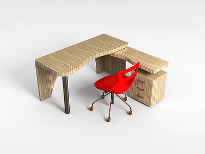 3d工作桌椅组合模型