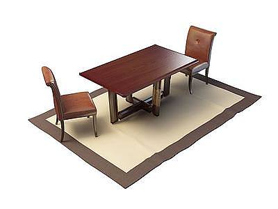 3d实木桌椅组合免费模型