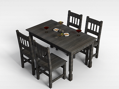 3d家用餐桌椅组合模型