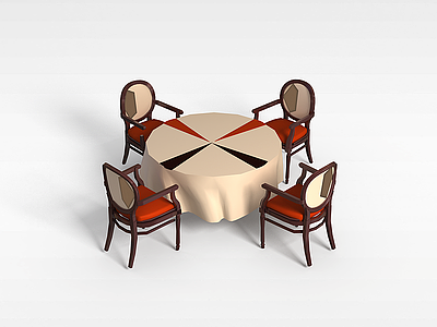 3d欧式酒店餐桌椅模型
