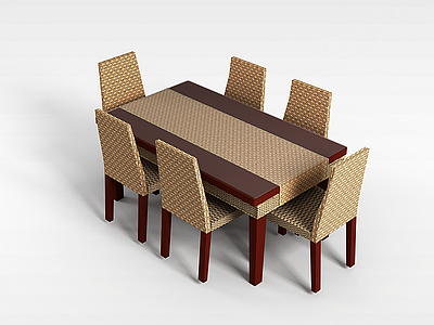 家庭餐桌椅组合模型3d模型