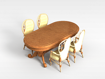 3d欧式桌椅组合模型