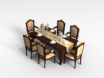 欧式古典桌椅模型3d模型
