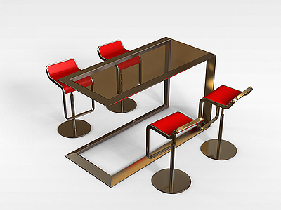3d酒吧桌椅组合模型
