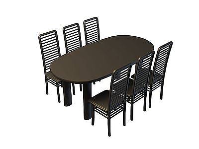 黑色桌椅组合模型3d模型