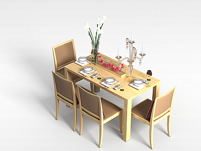 3d客厅餐桌椅模型