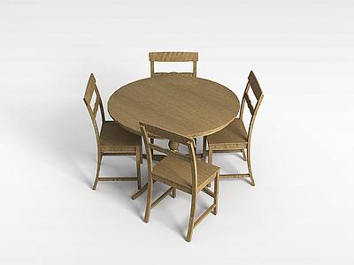 3d圆形桌椅组合模型