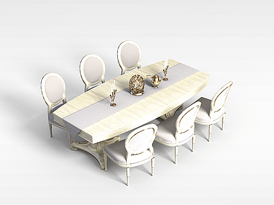 3d简欧餐桌椅组合模型