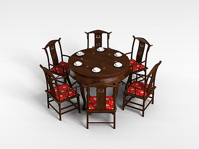3d中式古典桌椅模型