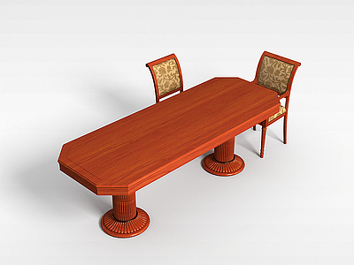 3d实木商务桌椅模型