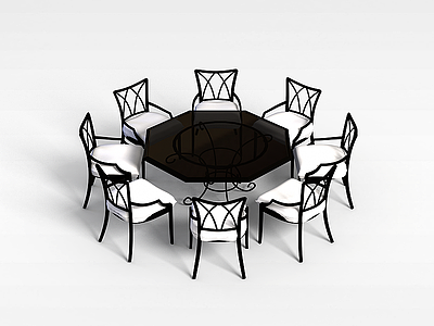 3d铁艺桌椅组合模型