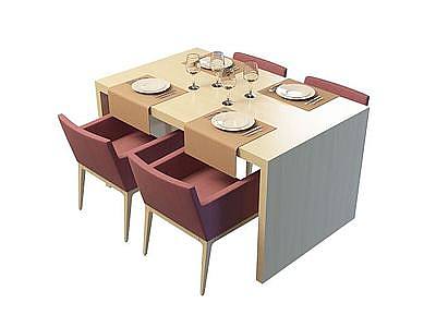 3d时尚餐桌椅组合免费模型