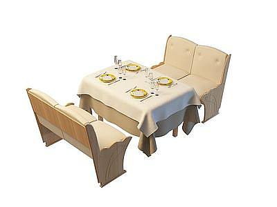 主题餐厅桌椅模型3d模型