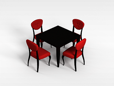 客厅方形桌椅模型3d模型
