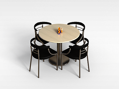 3d咖啡桌椅组合模型