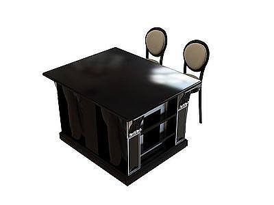 黑色桌椅组合模型3d模型