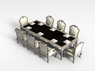 欧式奢华餐桌椅模型3d模型