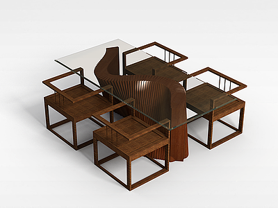 3d中式风格桌椅模型