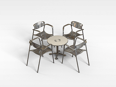 3d不锈钢桌椅组合模型