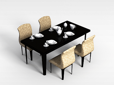 3d现代餐厅桌椅模型
