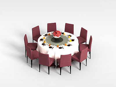 酒店桌椅组合模型3d模型