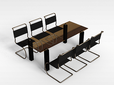 多人桌椅组合模型3d模型