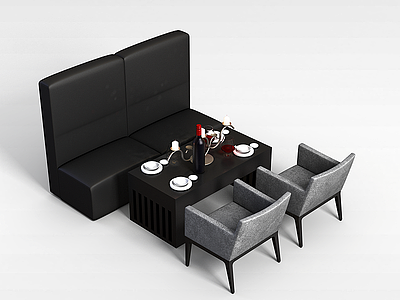 西餐厅桌椅模型3d模型