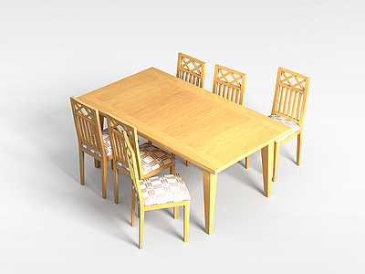 现代实木桌椅模型3d模型