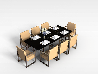 3d现代<font class='myIsRed'>餐桌椅组合</font>模型