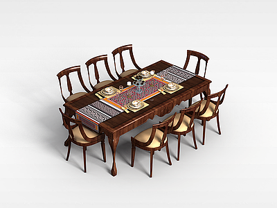 3d中式古典桌椅模型