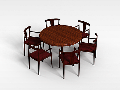 圆形桌椅组合模型3d模型