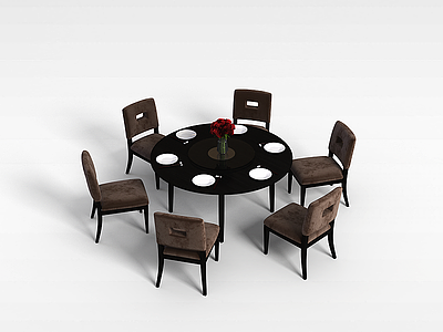 3d简约餐厅桌椅模型