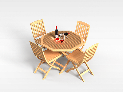 田园风桌椅组合模型3d模型