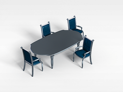 3d普通桌椅组合模型