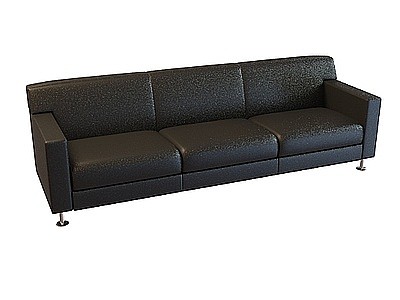 3d黑皮三人沙发免费模型