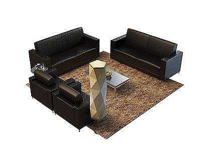 办公沙发茶几组合模型3d模型