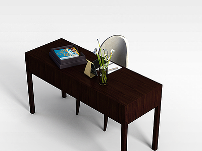 3d实木书桌椅模型