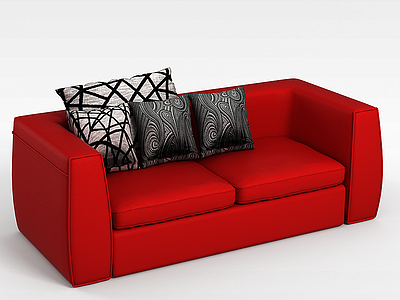 3d红色双人沙发模型