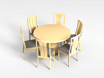 3d圆形桌椅组合模型