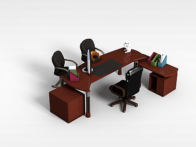 3d老板桌椅组合模型