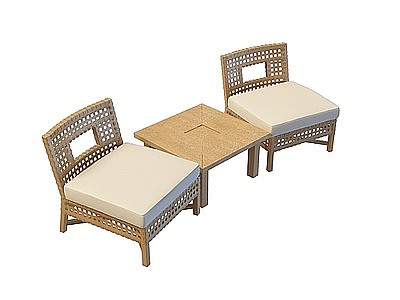 3d木质桌椅组合免费模型