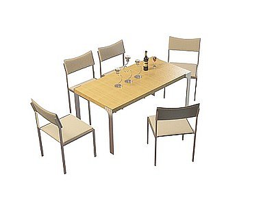 3d简约餐厅桌椅免费模型