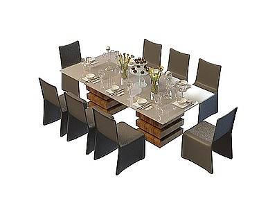 时尚餐桌椅组合模型3d模型