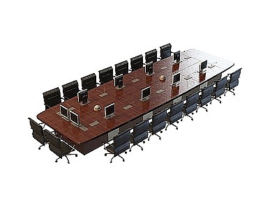 3d多人式办公桌椅组合免费模型
