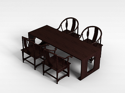 四人桌椅组合模型3d模型