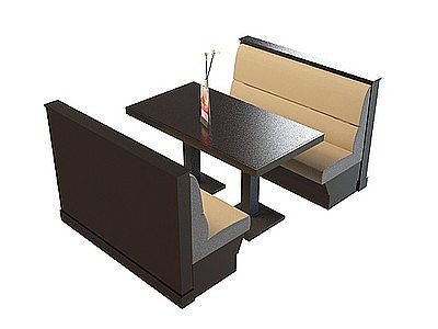 3d餐饮店桌椅模型
