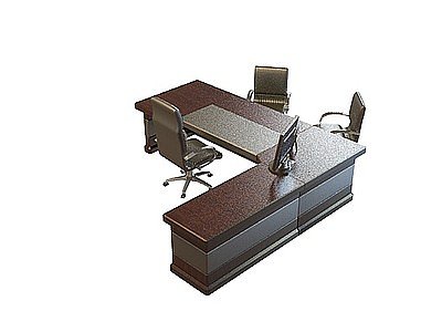 3d老板桌椅组合免费模型