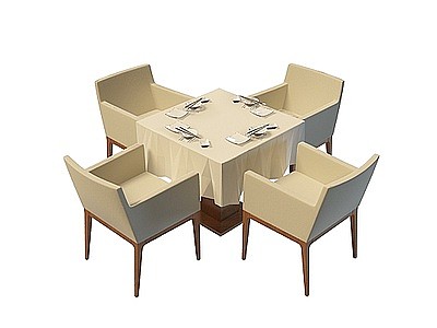 3d布艺桌椅组合免费模型