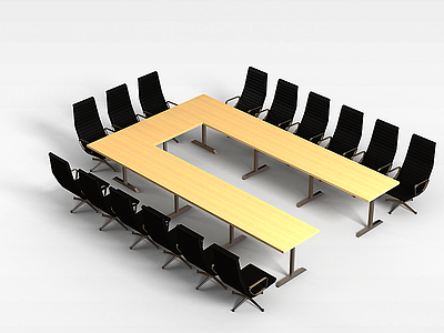 3d会议桌椅组合模型