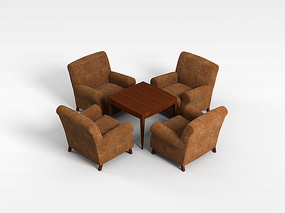 褐色布艺沙发椅模型3d模型
